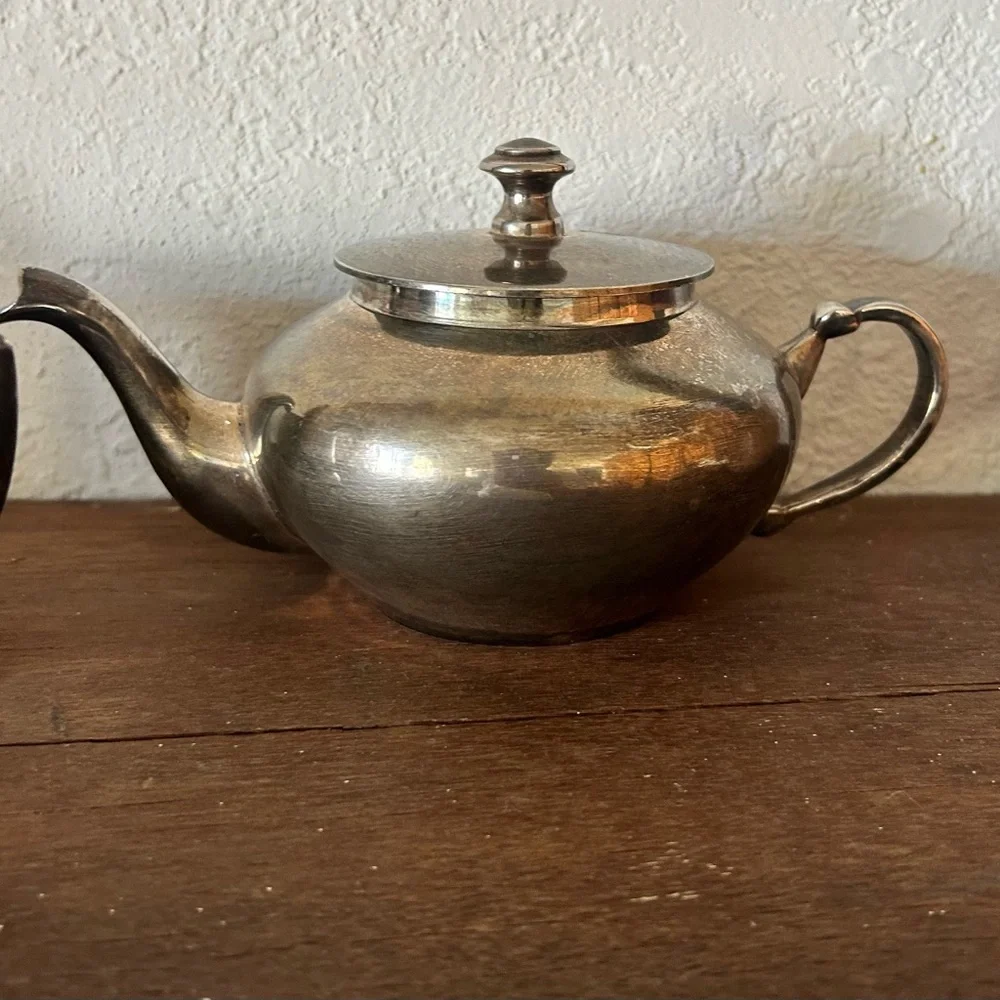 Vintage 4pc Silver Plated Tea Set Made in India Natural Patina